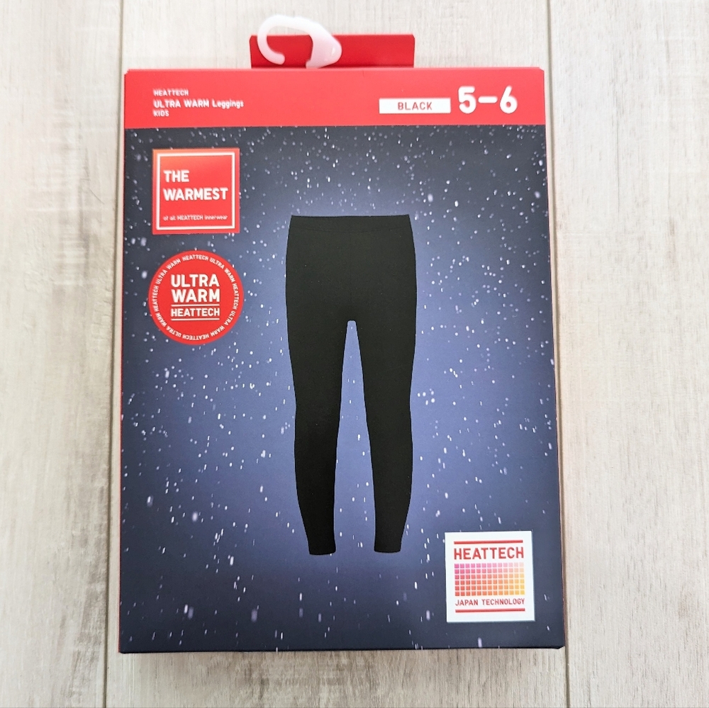 UNIQLO HEATTECH Ultra Warm Kids Black Leggings Stretch Size 5Y-6Y